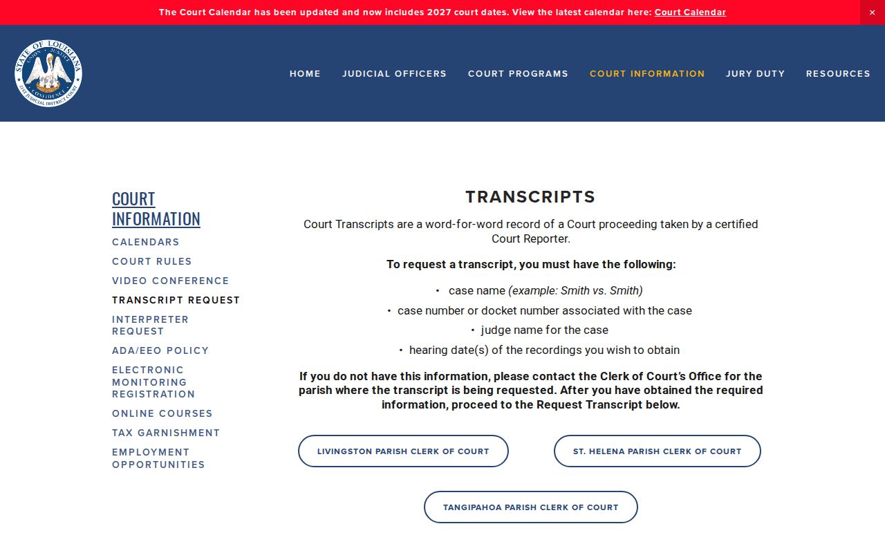 Louisiana court record request distinction between clerk minutes and reporter transcript